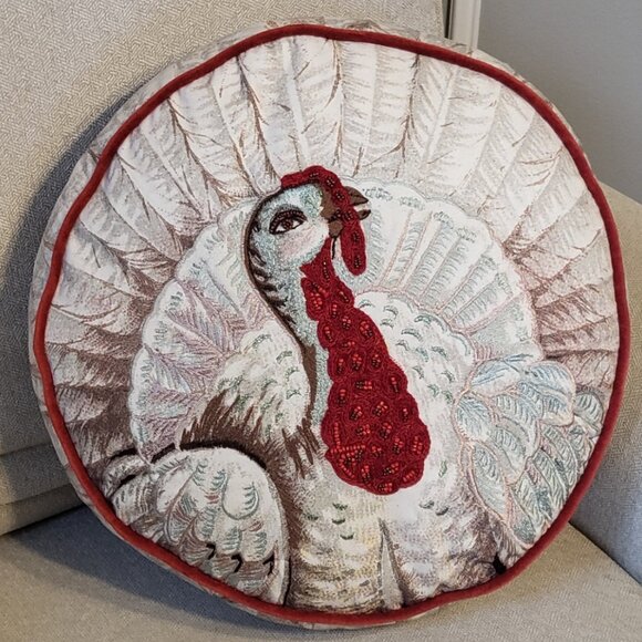 John Derian Beaded Turkey Pillow Round 16” x Target - Picture 4 of 13
